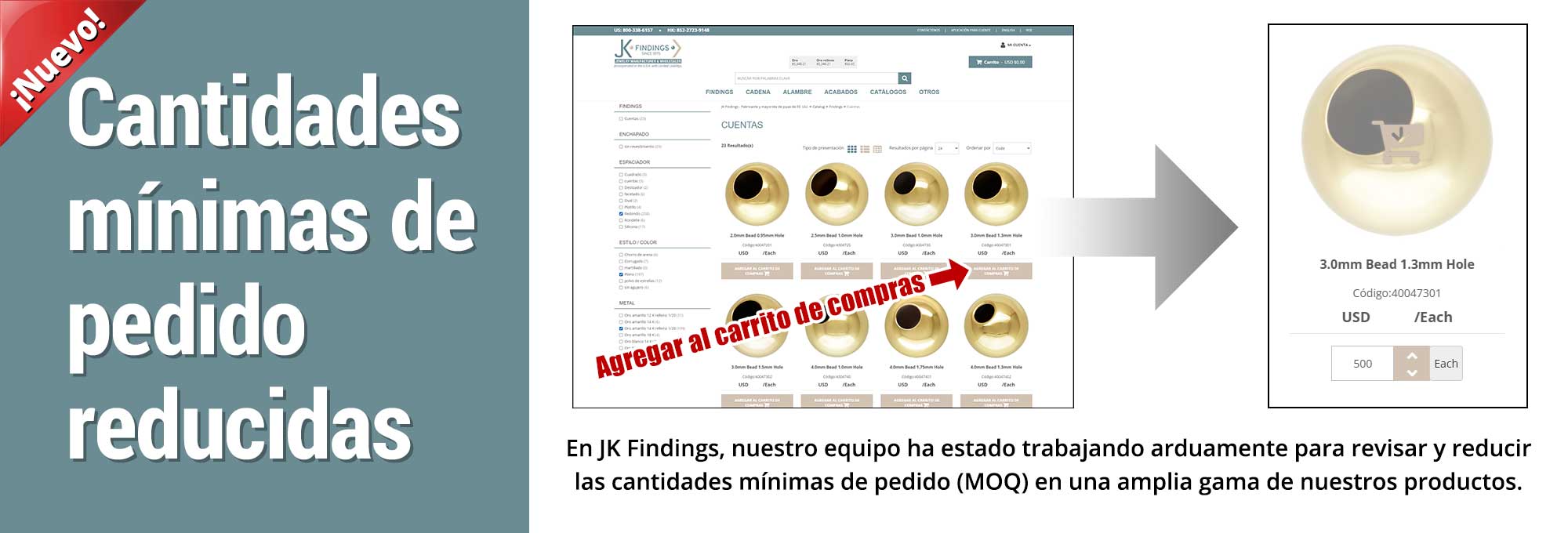 Cantidades mínimas de pedido reducidas