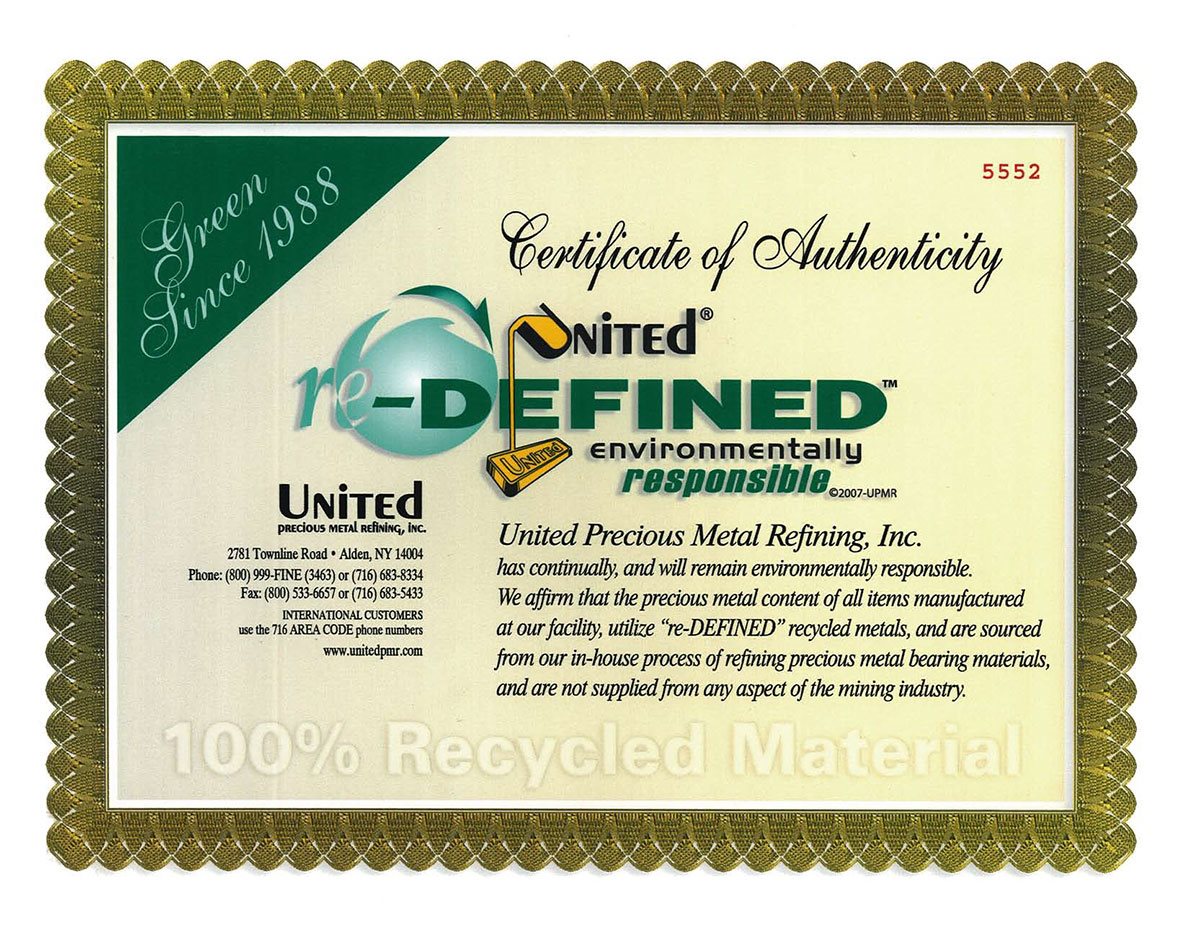 Certificado ecológico de refinación de metales preciosos de United